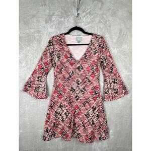 Maeve Anthropologie Dress Womens Extra Small Pink Bell Sleeve Lined Retro Boho